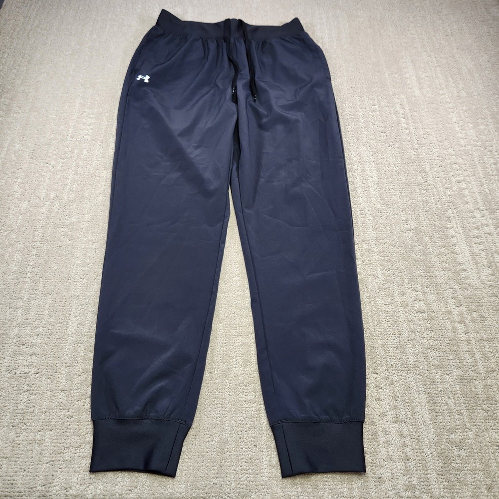 Under Armour Pants Women Small Rival Woven High Rise Jogger Black Stretch
